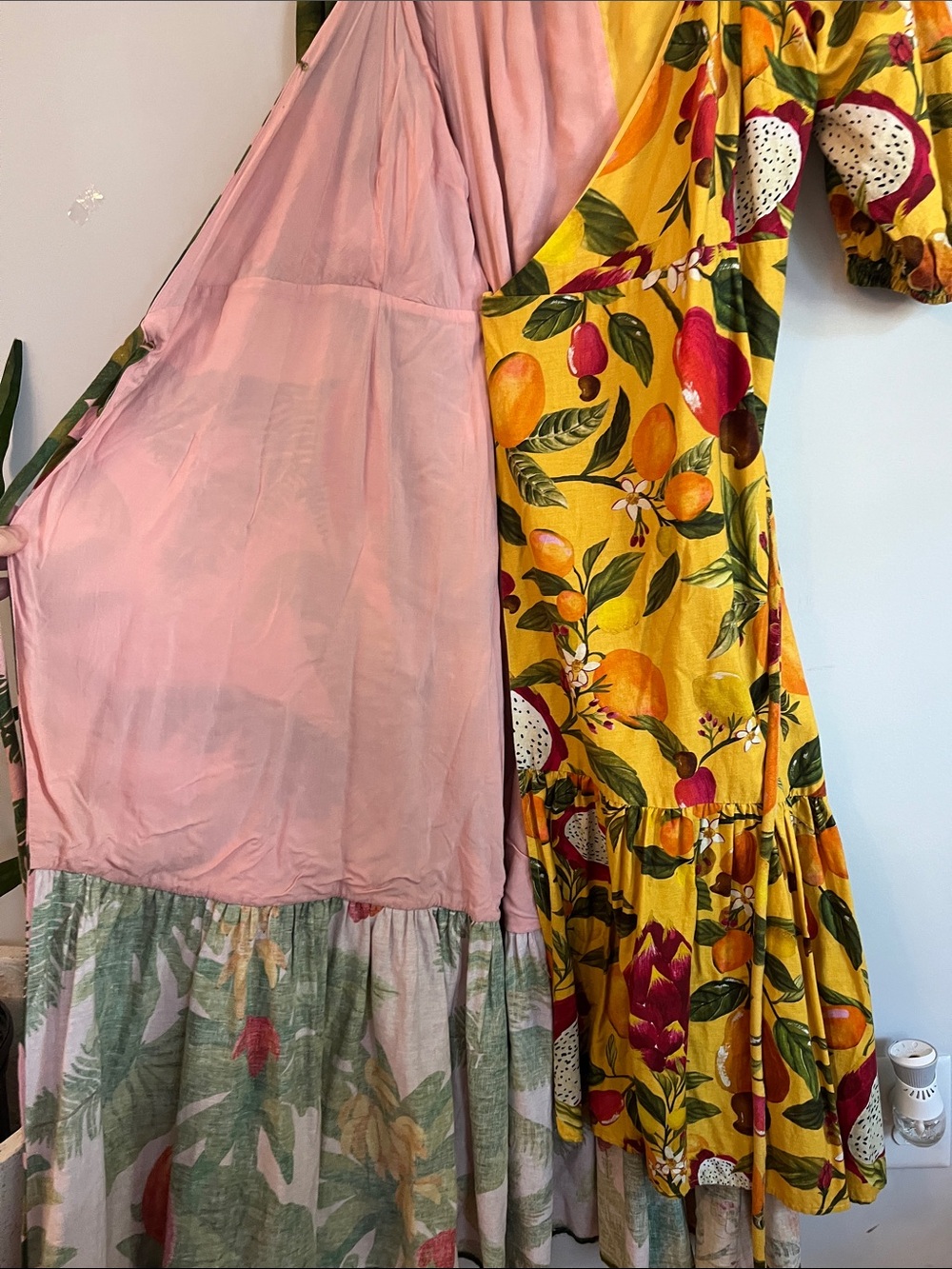 FARM RIO Tropical Mix Print Wrap Linen Maxi Dress - Multicolor L - Picture 11 of 13